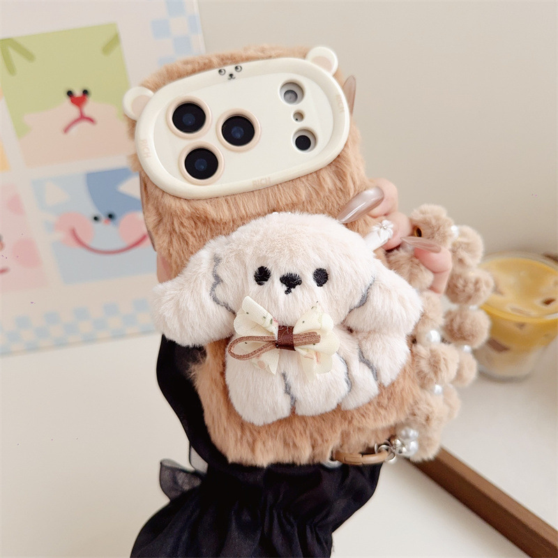 3D Cartoon Bowknot Puppy Warm  - đánh giá và giá Apple Iphone 15 Pro Max