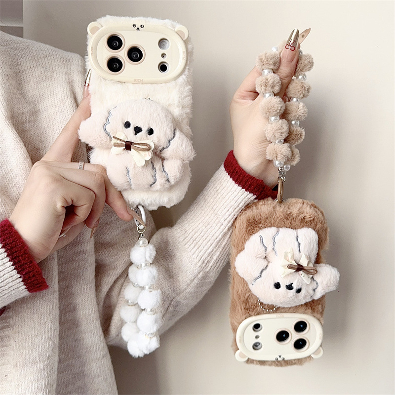 3D Cartoon Bowknot Puppy Warm  - đánh giá và giá Apple Iphone 15 Pro Max